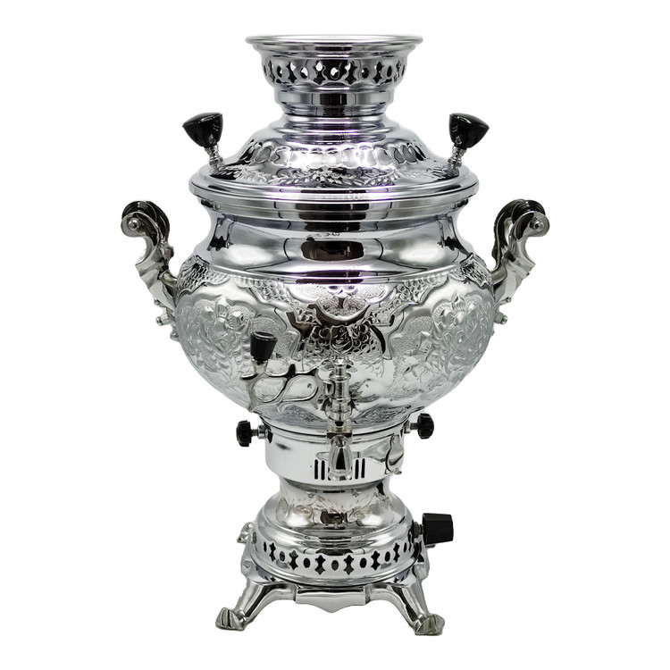 سماور گازی شاهکار مدل مهدیس قلمزده گل ومرغ 6 لیتری