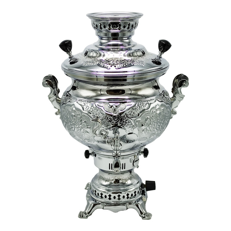 سماور گازی شاهکار مدل مهدیس قلمزده گل و مزغ 8 لیتری