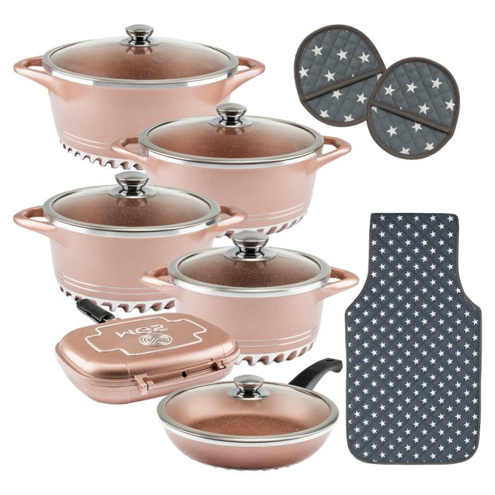 سرویس قابلمه برند ام جی اس 17 پارچه گرانیت طرح ایتالیا C