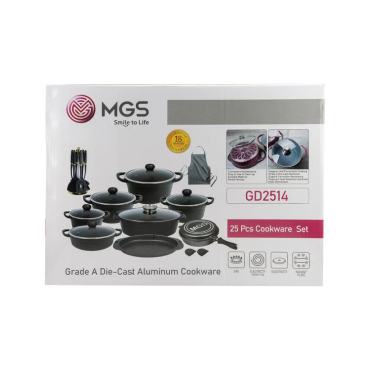 سرویس قابلمه برند ام جی اس 25 پارچه گرانیت طرح جرمنی D