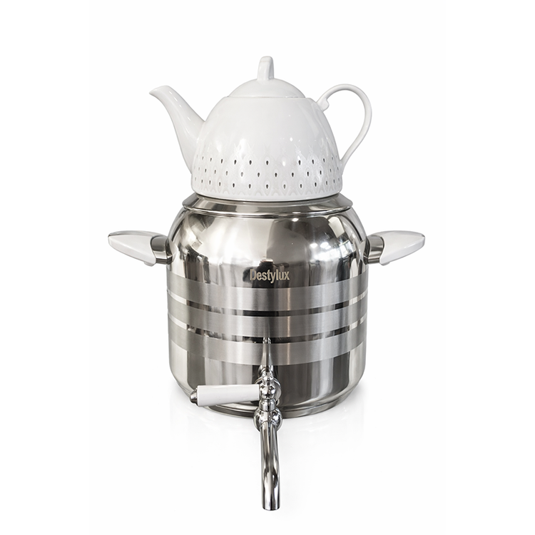 کتری و قوری استیل دستی لوکس ۵ لیتر