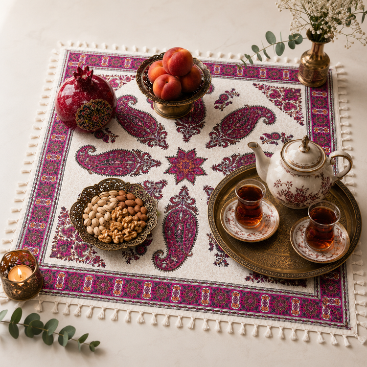 خرید سفره قلمکار سنتی اصفهان نخ پنبه خالص کد 710 | کیفیت صادراتی