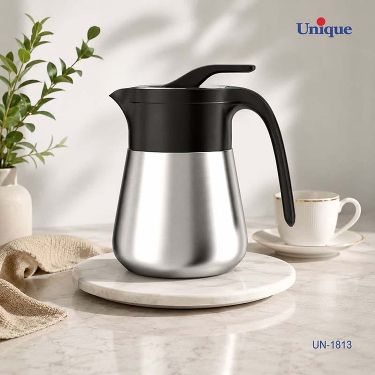 فلاسک استیل یونیک Unique بدون شیشه 0.5 لیتری مدل UN-1813 | دوجداره با عایق حرارتی