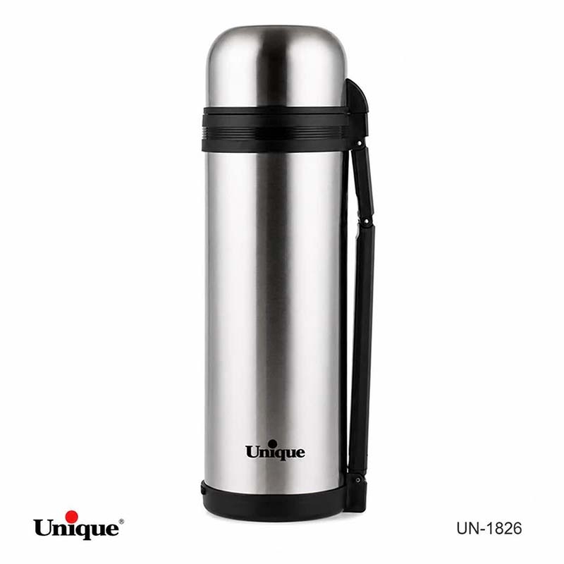 فلاسک استیل یونیک Unique بدون شیشه 1/5 لیتری مدل UN-1826 | دوجداره با عایق حرارتی