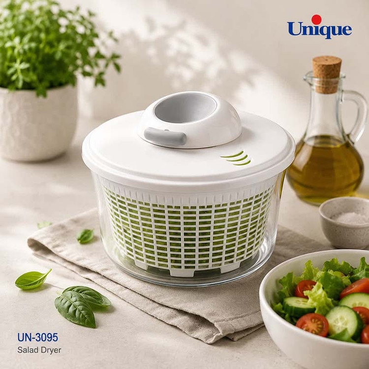 خشک کن سبزی و سالاد یونیک Unique مدل UN-3095 ظرفیت 5 لیتر | سالاد اسپینر دستی