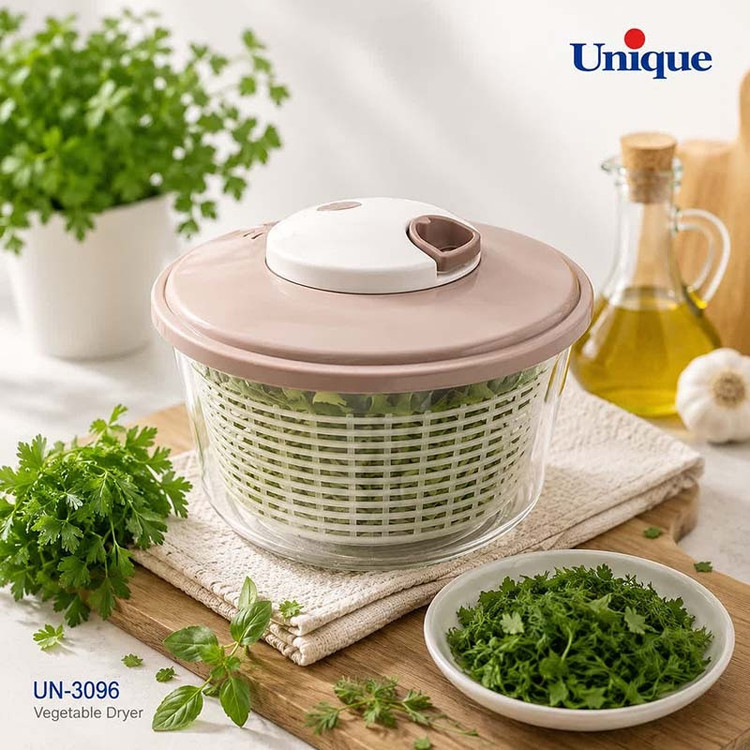 خشک کن سبزی و سالاد یونیک Unique مدل UN-3096 ظرفیت 5 لیتر | سالاد خشک کن دسته کلاسیک