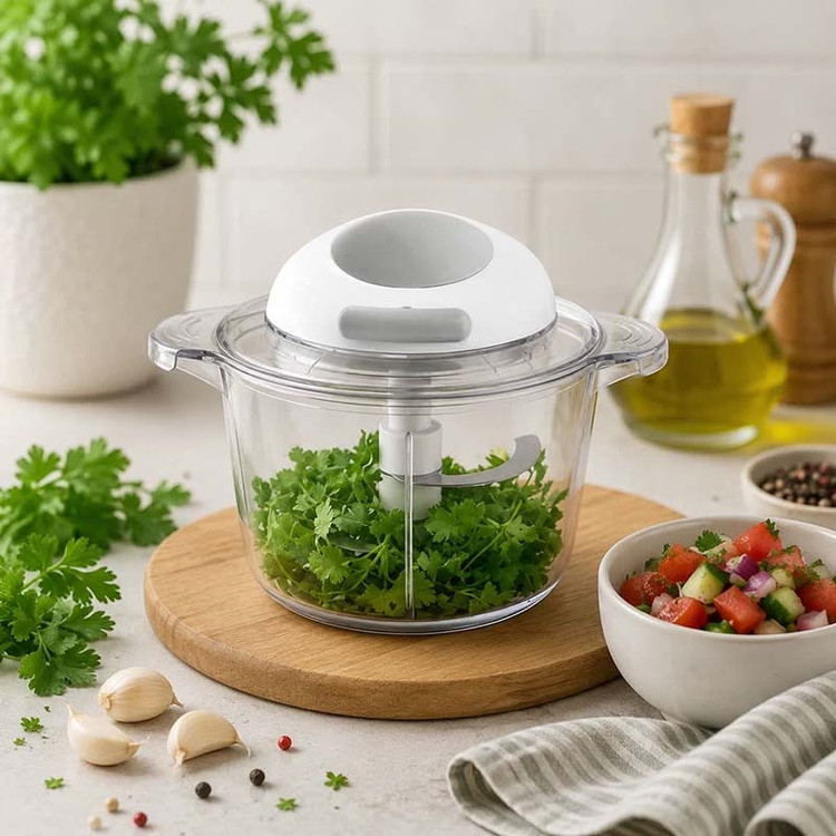 خردکن دستی یونیک Unique مدل هلالی UN-3093 ظرفیت 2 لیتر | خردکن طنابی 3 تیغه