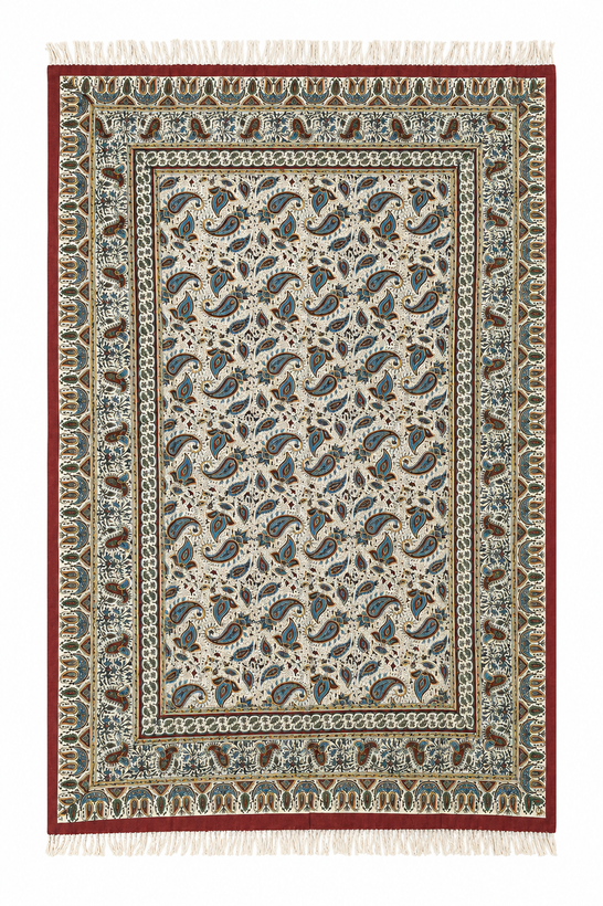 سفره قلمکار سنتی اصفهان نخ پنبه صادراتی کد 8۱۰ (گرم بالا)| رنگ طبیعی و چاپ دستی