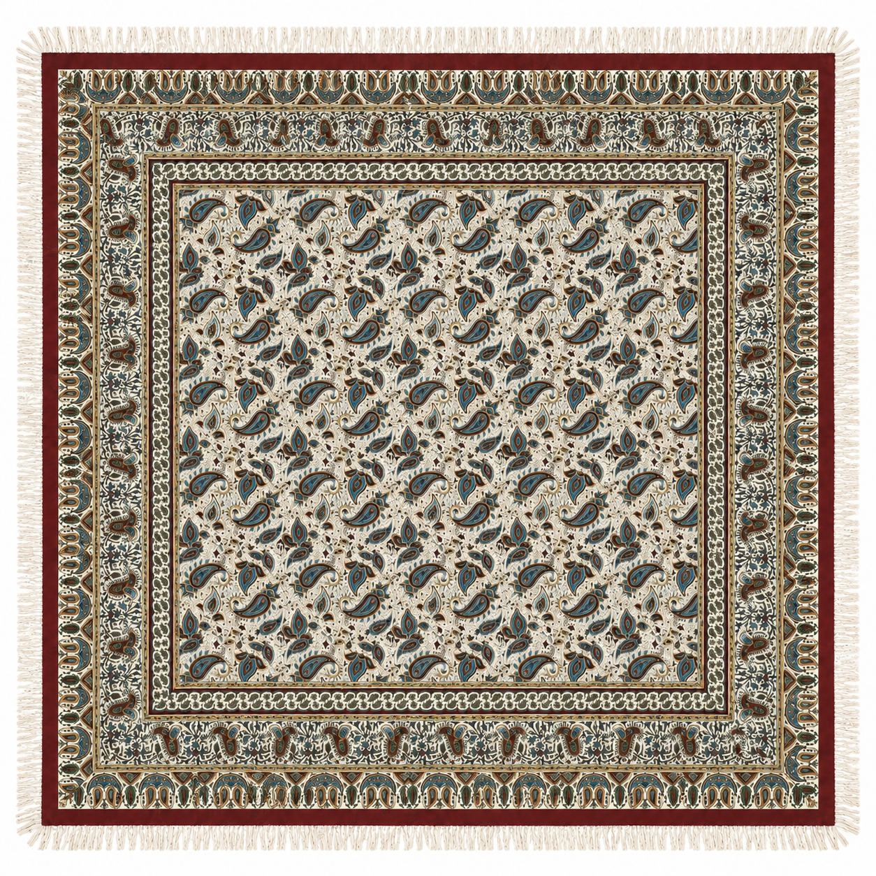 سفره قلمکار سنتی اصفهان نخ پنبه صادراتی کد 8۱۰ (گرم بالا)| رنگ طبیعی و چاپ دستی