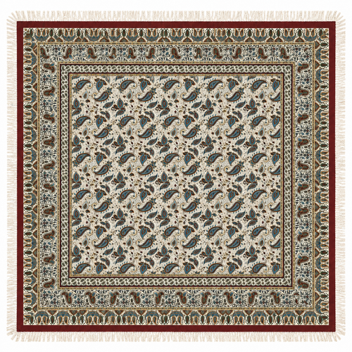 سفره قلمکار سنتی اصفهان نخ پنبه صادراتی کد 8۱۰ (گرم بالا)| رنگ طبیعی و چاپ دستی