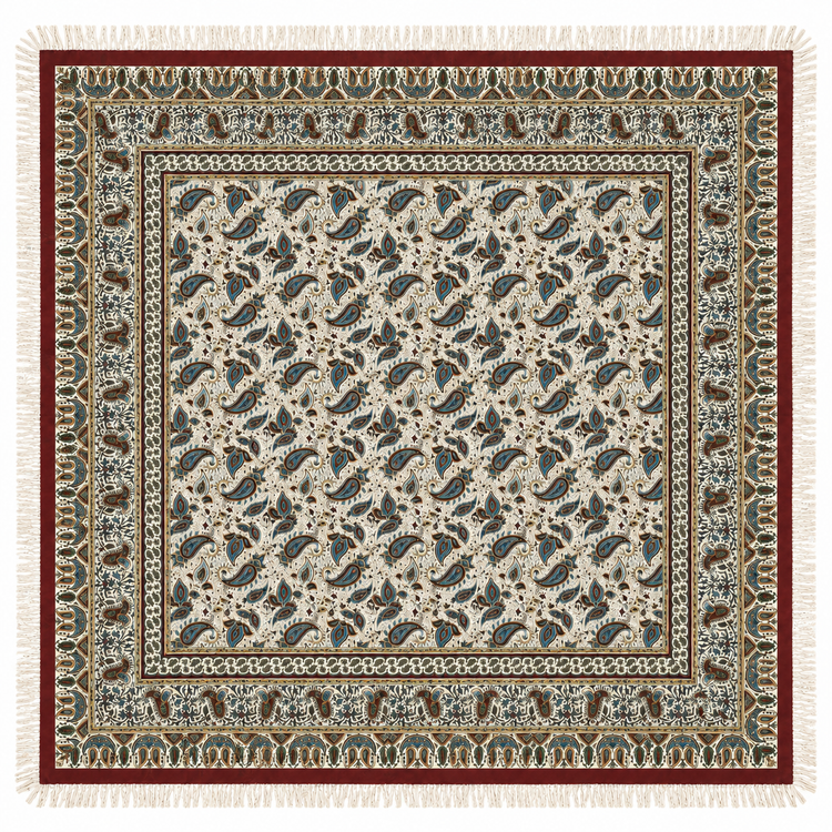 سفره قلمکار سنتی اصفهان نخ پنبه صادراتی کد 8۱۰ (گرم بالا)| رنگ طبیعی و چاپ دستی