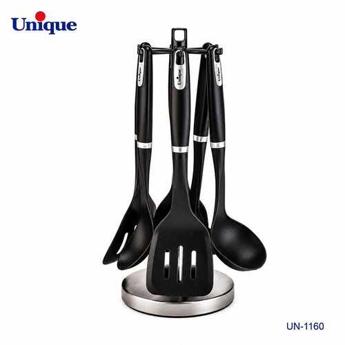 ست کفگیر و ملاقه یونیک Unique مدل UN-1160 | سرویس 7 پارچه با پایه استند