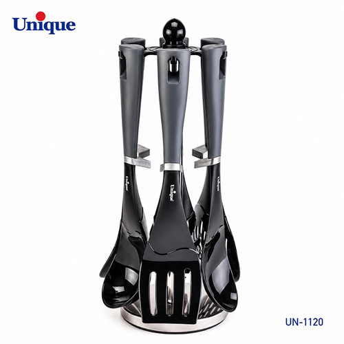 ست کفگیر و ملاقه 7 پارچه یونیک مدل UN-1120 | پایه استند چرخشی