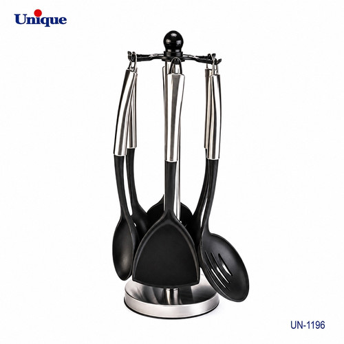سرویس کفگیر و ملاقه یونیک مدل UN-1196 دسته استیل ۷ پارچه با پایه استیل