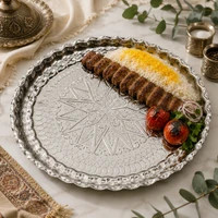 سینی استیل گرد لب کنگره ای 30 سانتی متر